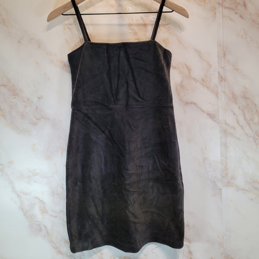 Forever 21 Black Ribbed Velvet Bodycon Mini Dress